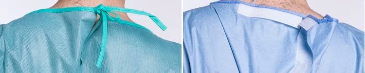 surgical gown collar- ties&velcro