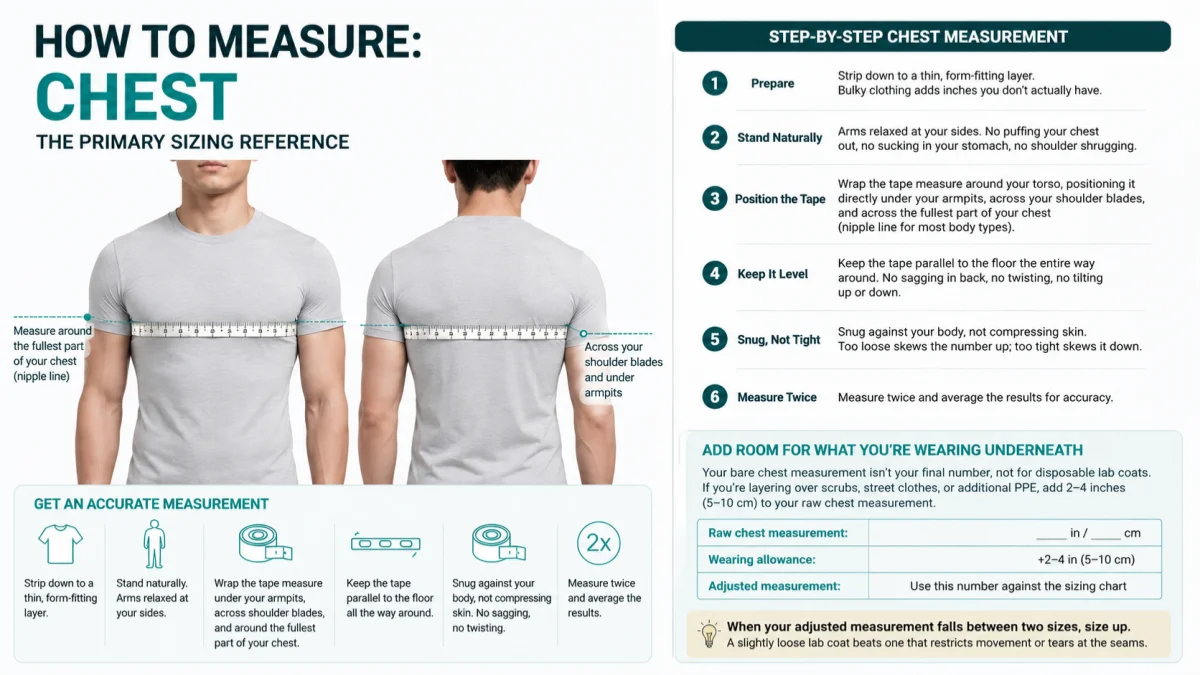 Disposable lab coat measurement