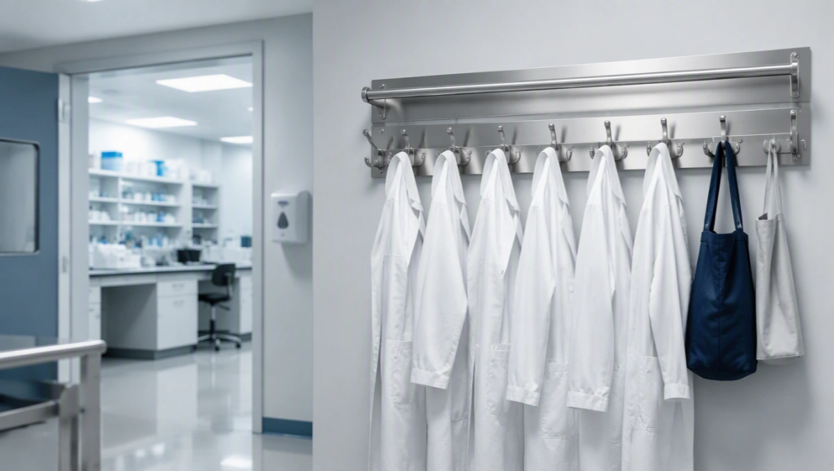 Wall-Mounted Coat Racks for Lab Coat Storage