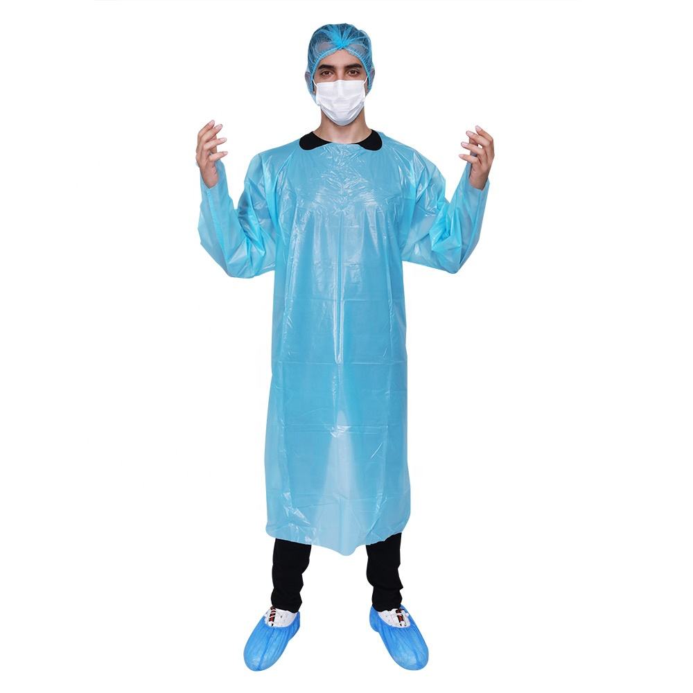 Blue Disposable CPE Isolation Gowns
