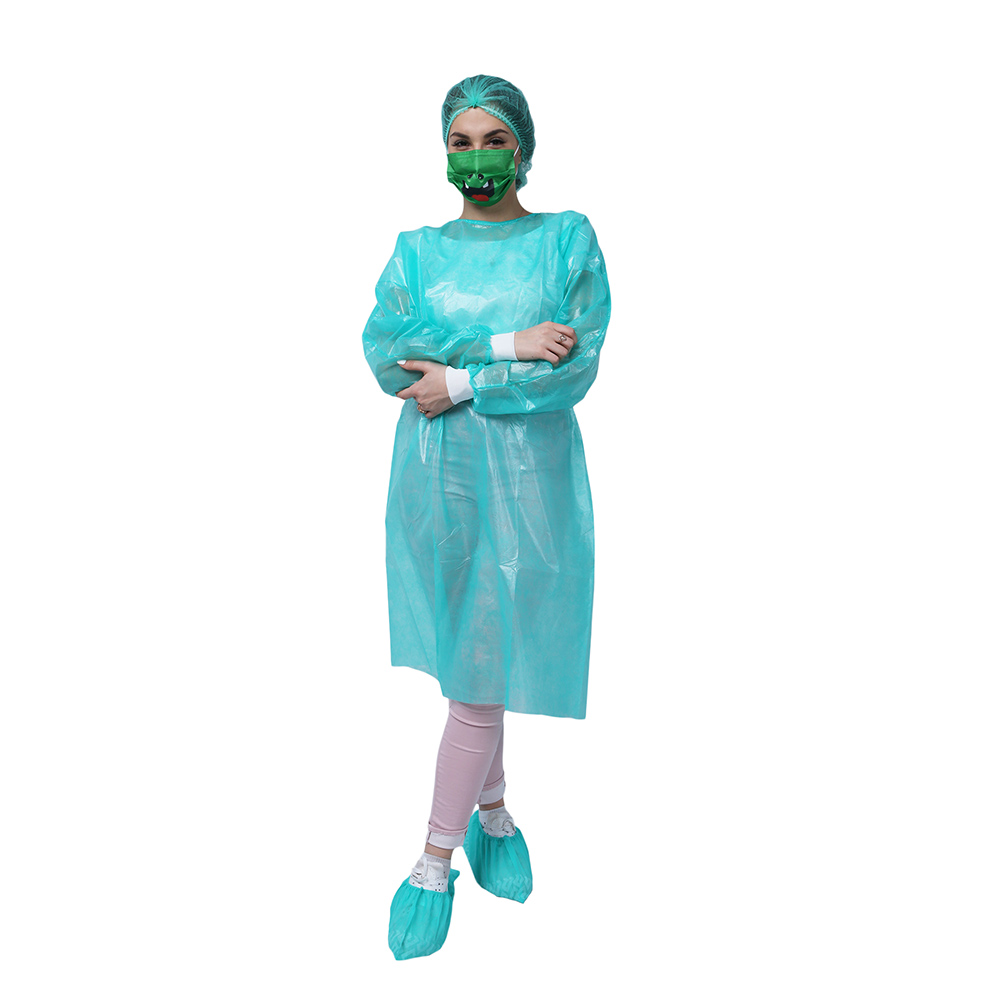 Green PP PE Disposable Isolation Gown