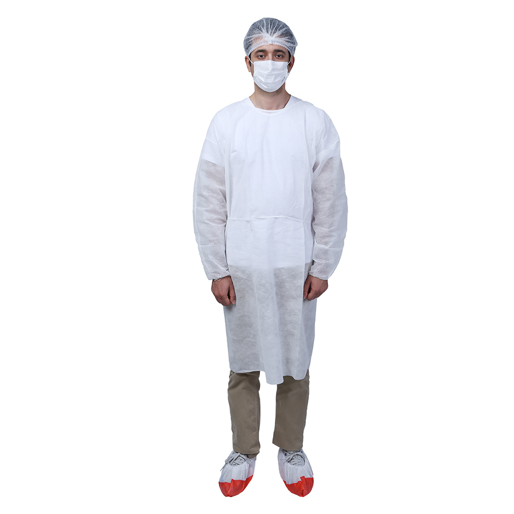 White PP Disposable Nonwoven Isolation Gown