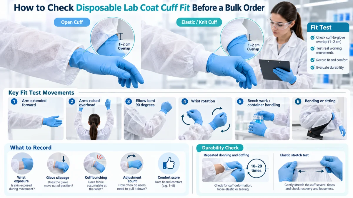 Check Disposable Lab Coat Cuff Fit